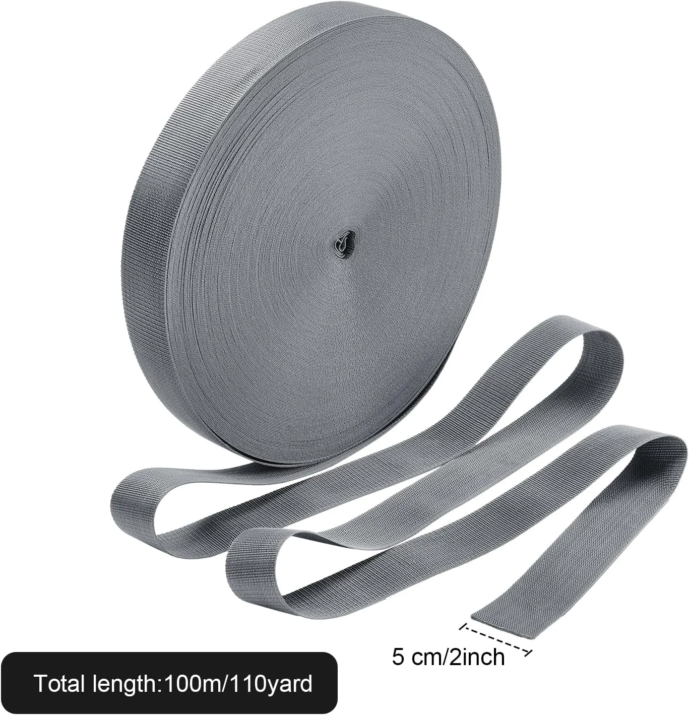 110 Yards Webbing 2 Inch Heavyweight Polypropylene Webbing Strap Fabric Flat Rope Strap Heavy Duty Poly for Gear Repairing DIY Craft