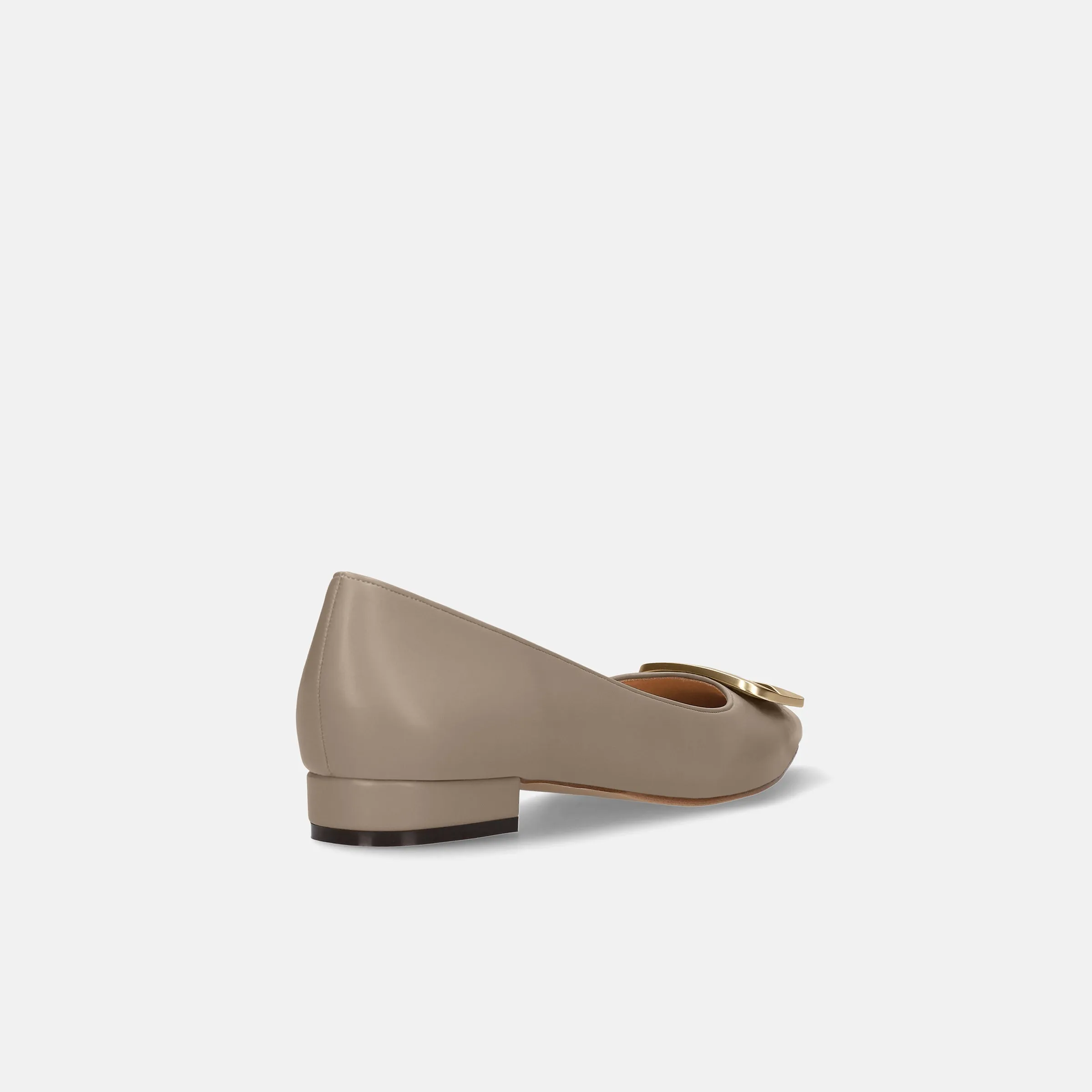 2022AW: Flat shoes with pointed toe buckle (4785) Greige S