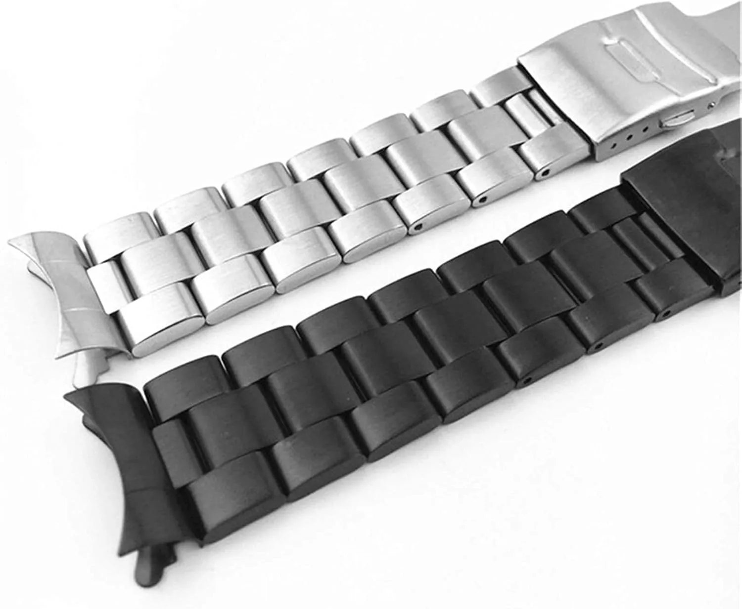 20mm 22mm Stainless Steel watchband Men Women Metal Curved end Solid Diving Watch Strap Wrist Band Accessories