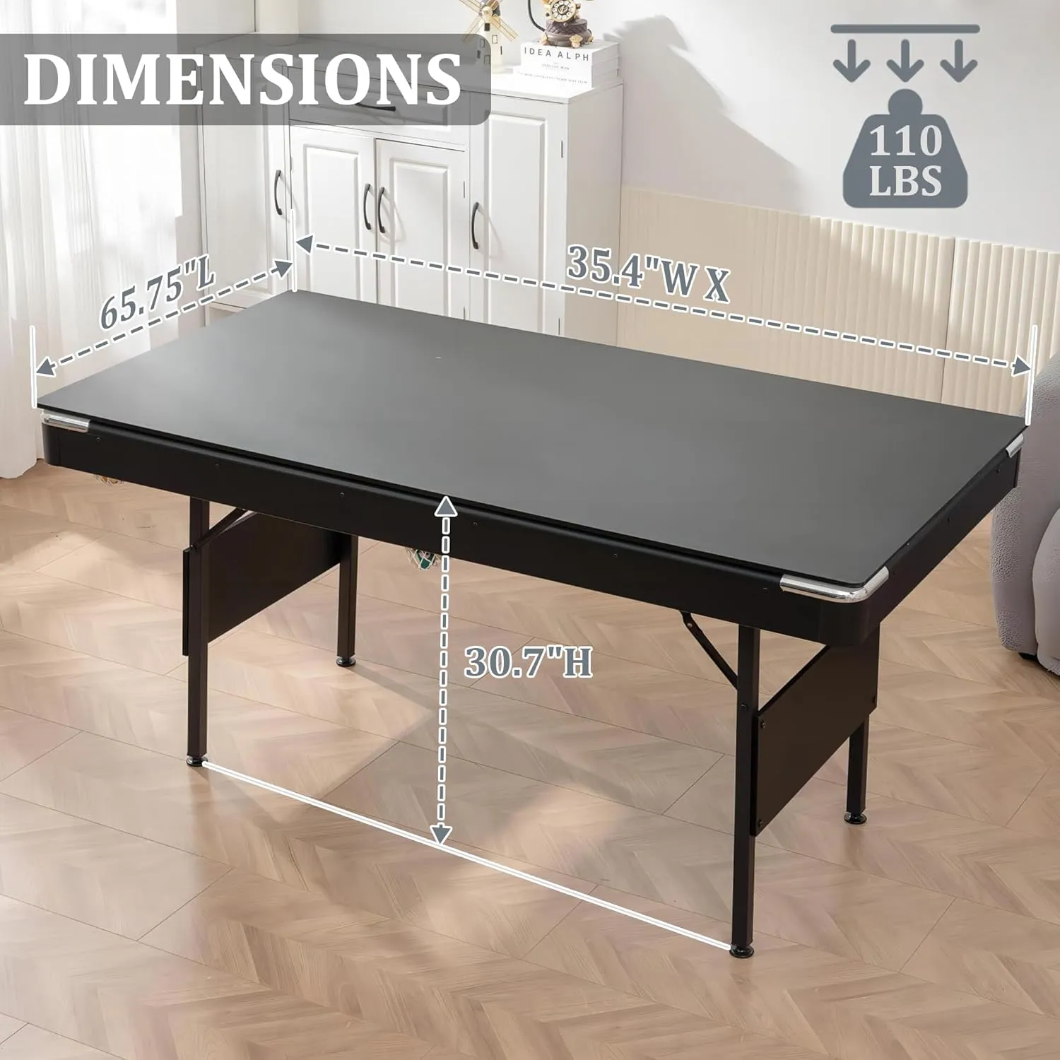 5.5 Foot 3 in 1 Muitfunctional Game Table, Folding Portable with Pool Tables Ping Pong Tables Dining Tables, Billiard Tennis Flat and Supplies Combo for Indoor Outdoor All Ages