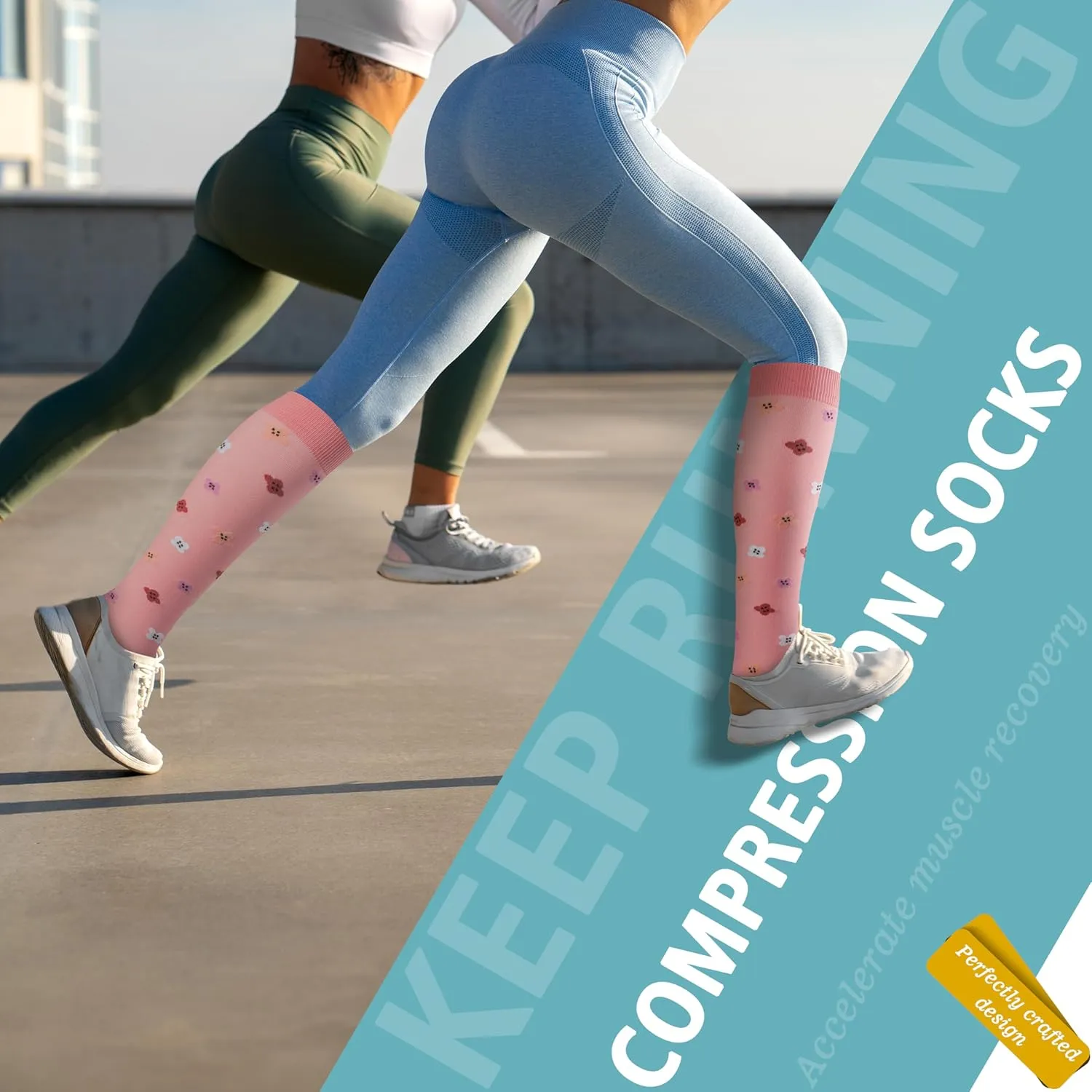 6 Pairs Compression Socks for Women Men 20-30mmhg Graduated Support Knee High Socks for Nurse Travel Flight