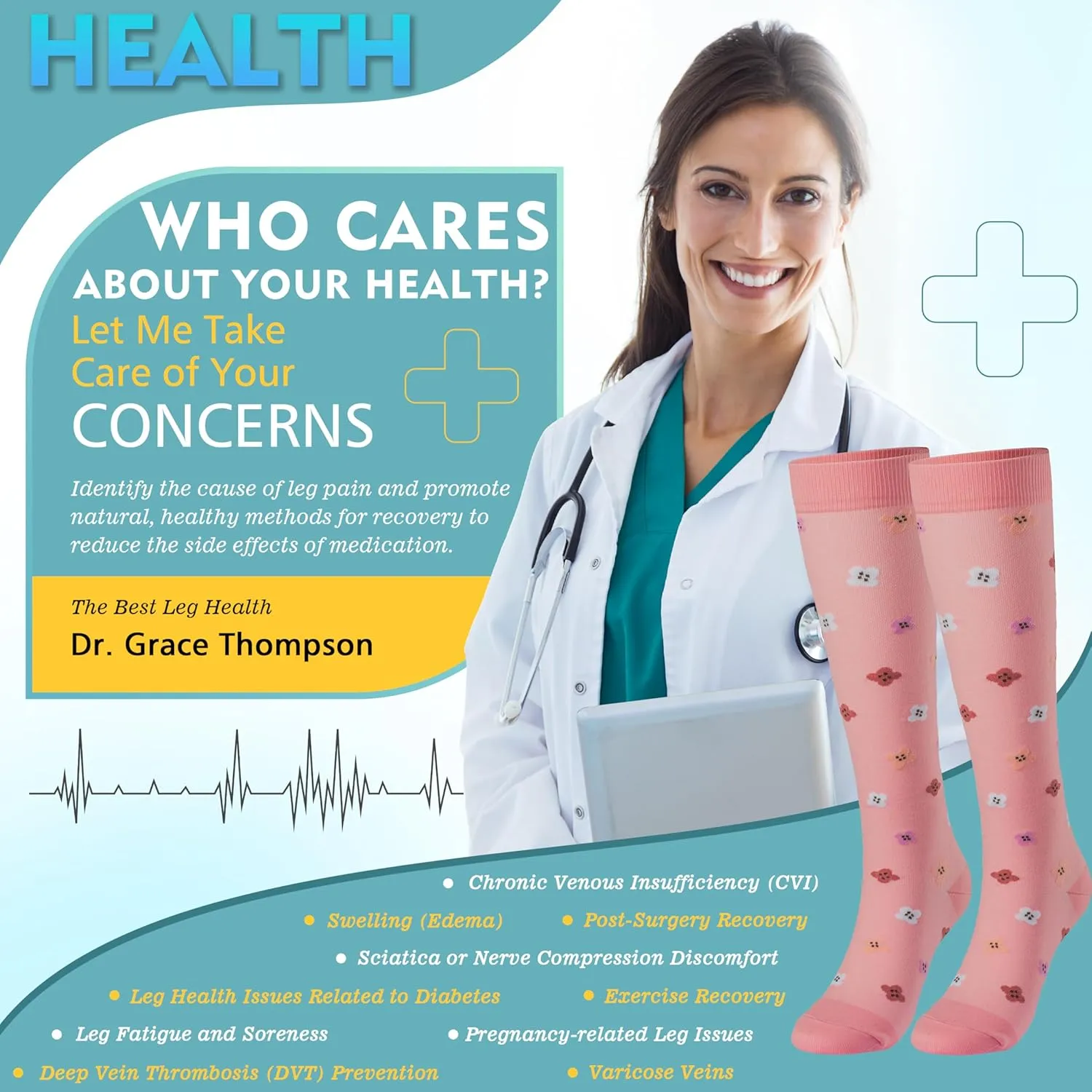 6 Pairs Compression Socks for Women Men 20-30mmhg Graduated Support Knee High Socks for Nurse Travel Flight