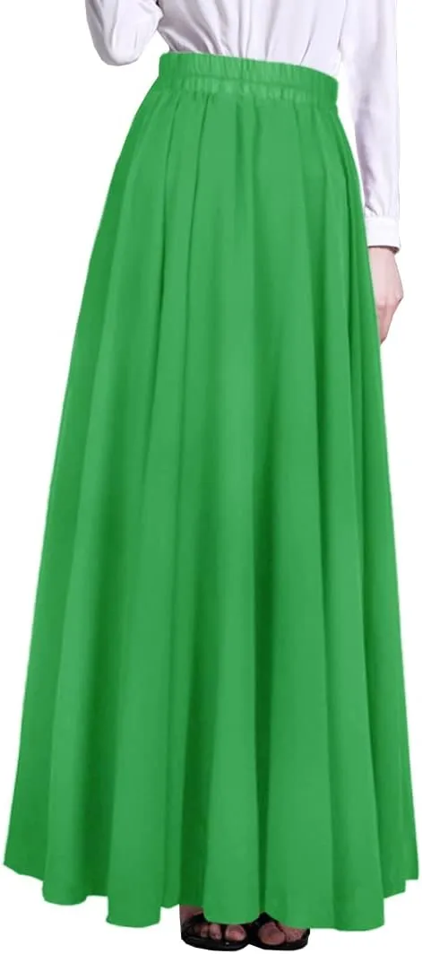 Afibi Womens Chiffon Retro Long Maxi Skirt Beach Ankle Length Skirt