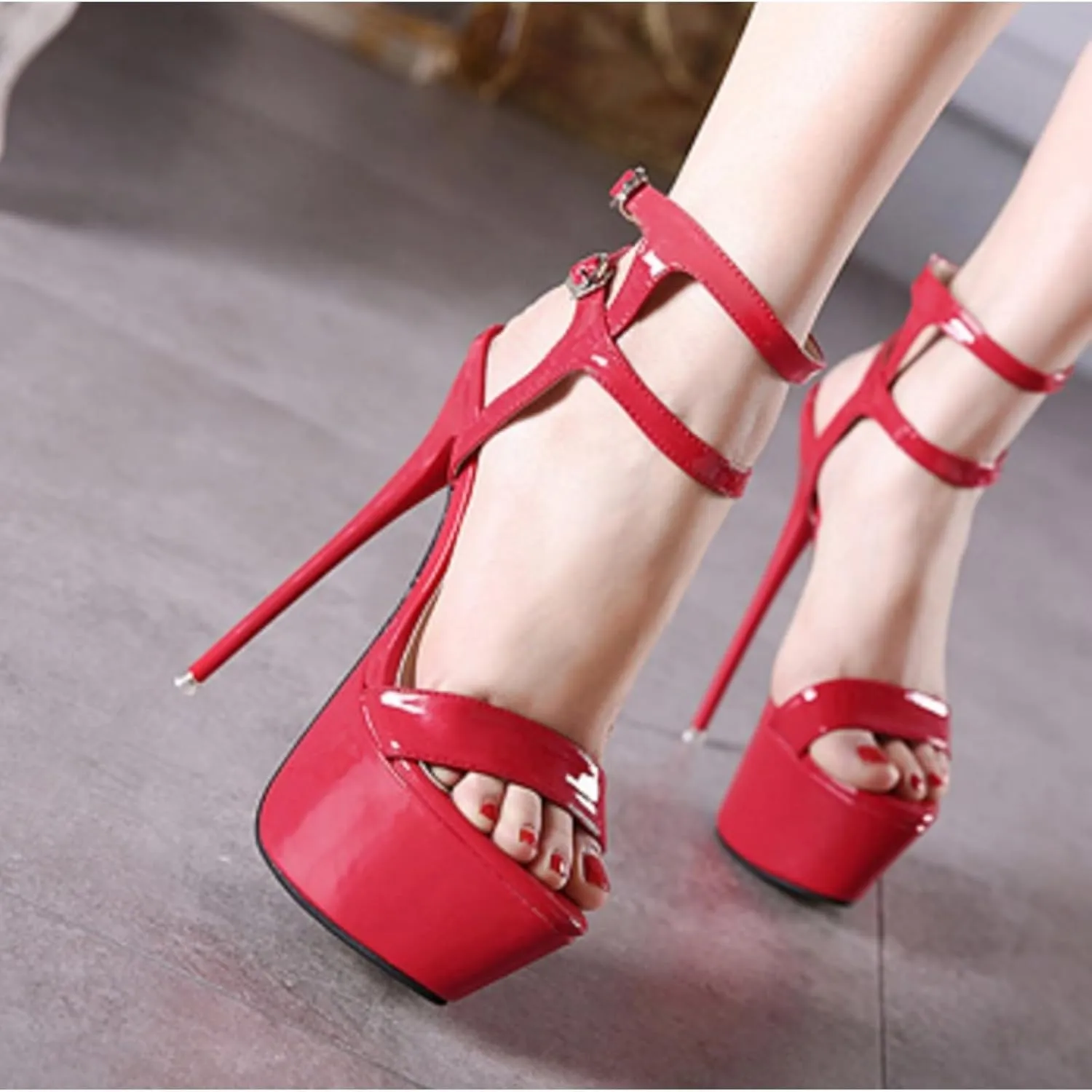 Aflngle Women's Super High Heels Sandals Platform Open Toe Ankle Strap Buckle Sexy Sandals Model Stage Catwalk Pumps Party Bridal Evening Shoes