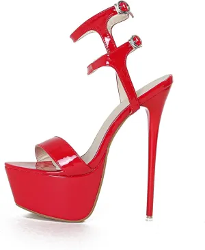 Aflngle Women's Super High Heels Sandals Platform Open Toe Ankle Strap Buckle Sexy Sandals Model Stage Catwalk Pumps Party Bridal Evening Shoes