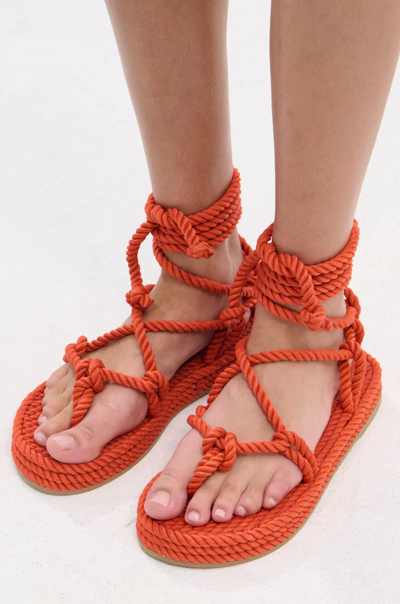 AKIRA KEONA ORANGE ROPE FLAT SANDAL