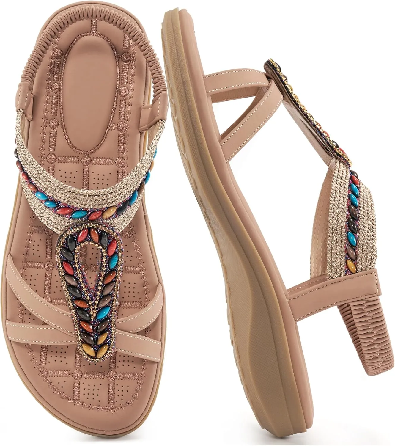 Alicegana Womens Sandals Orthopedic Shoes: Comfortable Arch Support Dressy Bohemian Flats 2025 for Walking Beach Vacation