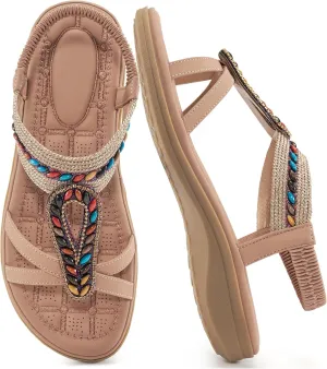Alicegana Womens Sandals Orthopedic Shoes: Comfortable Arch Support Dressy Bohemian Flats 2025 for Walking Beach Vacation