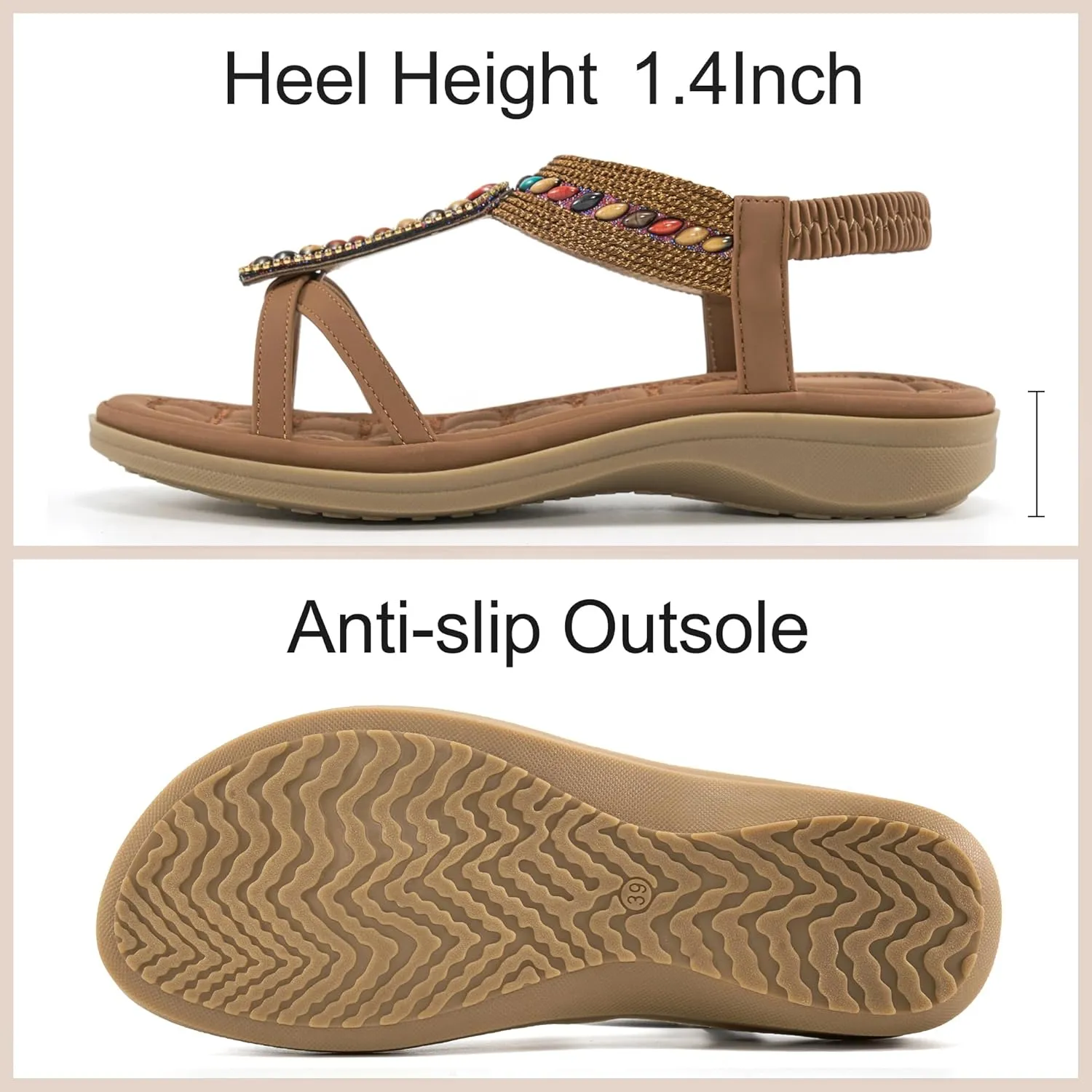 Alicegana Womens Sandals Orthopedic Shoes: Comfortable Arch Support Dressy Bohemian Flats 2025 for Walking Beach Vacation