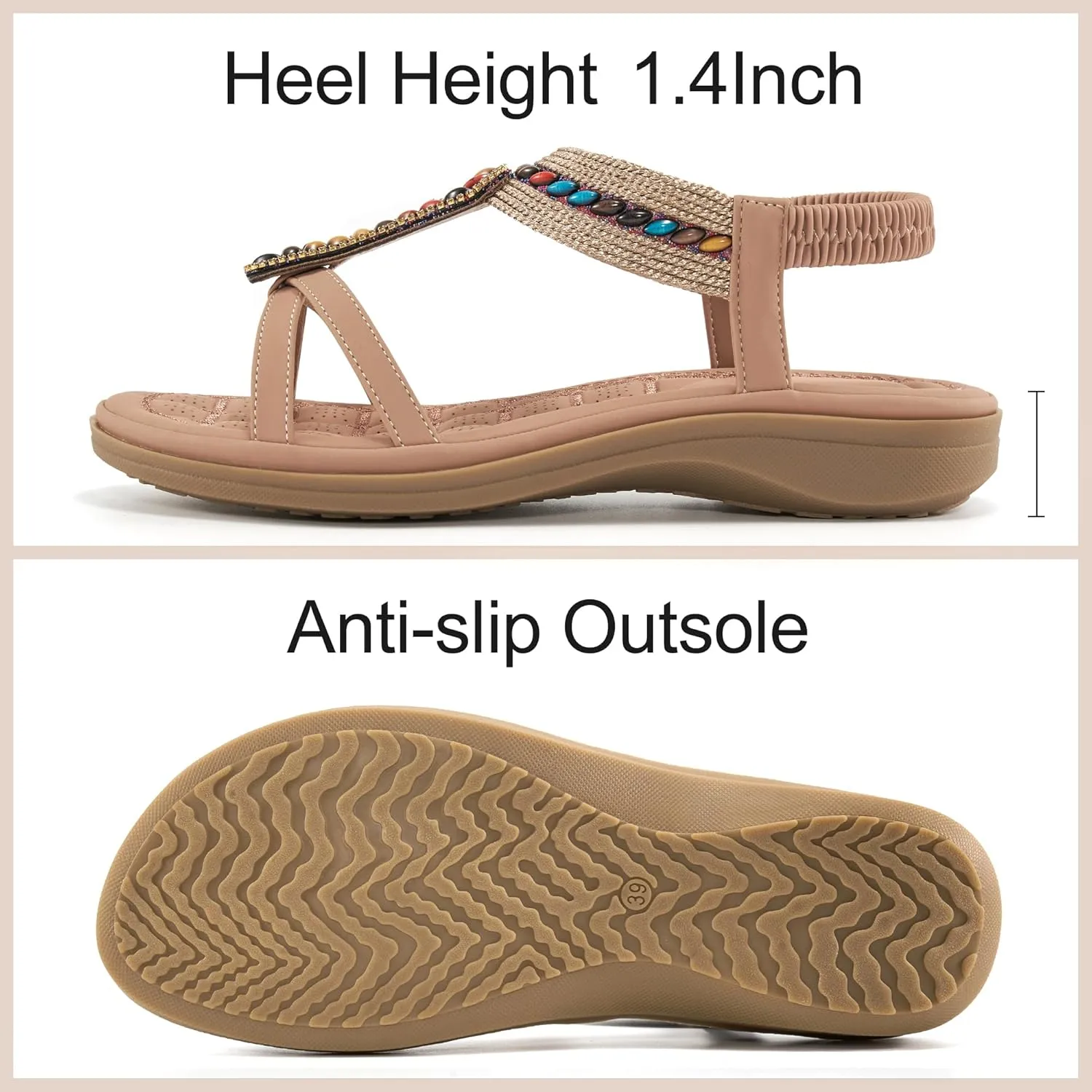 Alicegana Womens Sandals Orthopedic Shoes: Comfortable Arch Support Dressy Bohemian Flats 2025 for Walking Beach Vacation