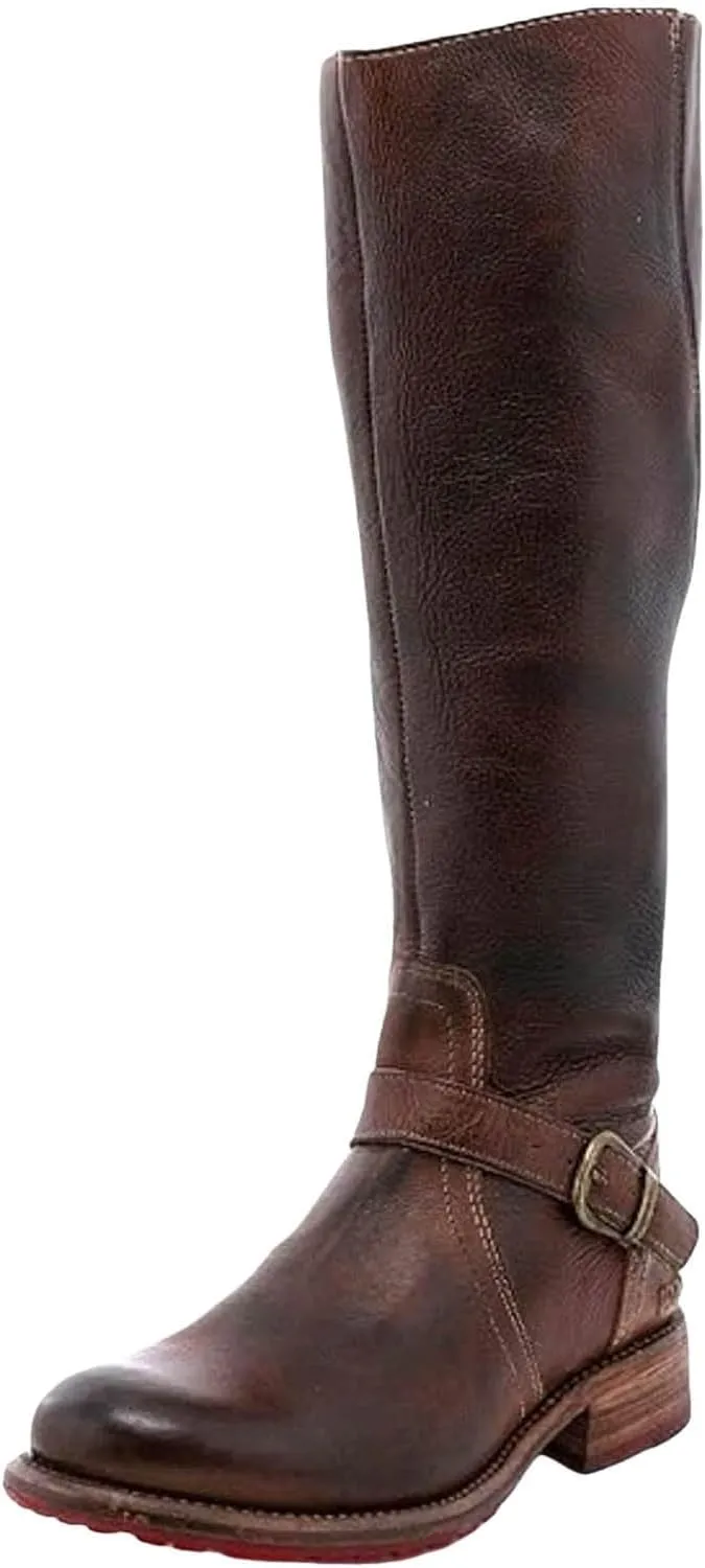 AMDBEL Wide Calf Boots for Women Low Heel Womens Fall Boots 2024 Fashion Zipper Cowboy Boots Riding Cowgirl Booties Shoes