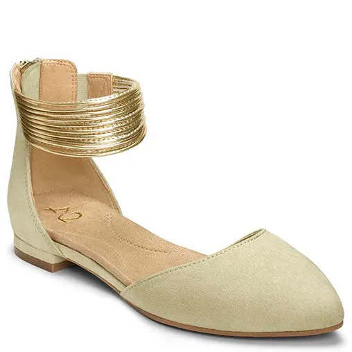 Ankle Girl Aerosoles Excellent aftercare Combo Ballet Dipped Flats Timely resolution Green Next Straps Door Metallic