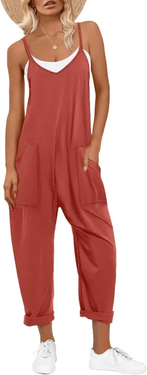 ANRABESS Jumpsuits for Women Casual Summer Overalls Sleeveless Spaghetti Strap Romper Jumpers Trendy Beach Vacation Outfits