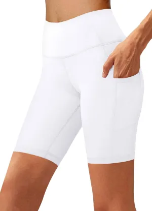 Aoliks Biker Shorts Women with Pockets - 8" High Waisted Tummy Control Running Workout Spandex Gym Volleyball Yoga Shorts
