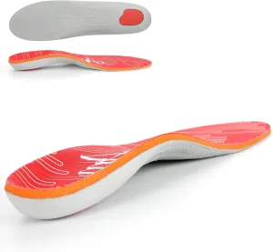 Arch Support Inserts for Plantar Fasciitis Relief Insoles for Men Women Orthotics of Flat Feet High Arch Heel Pain Relief Shoe Inserts (Men 4-4.5 | Women 6-6.5, Red)