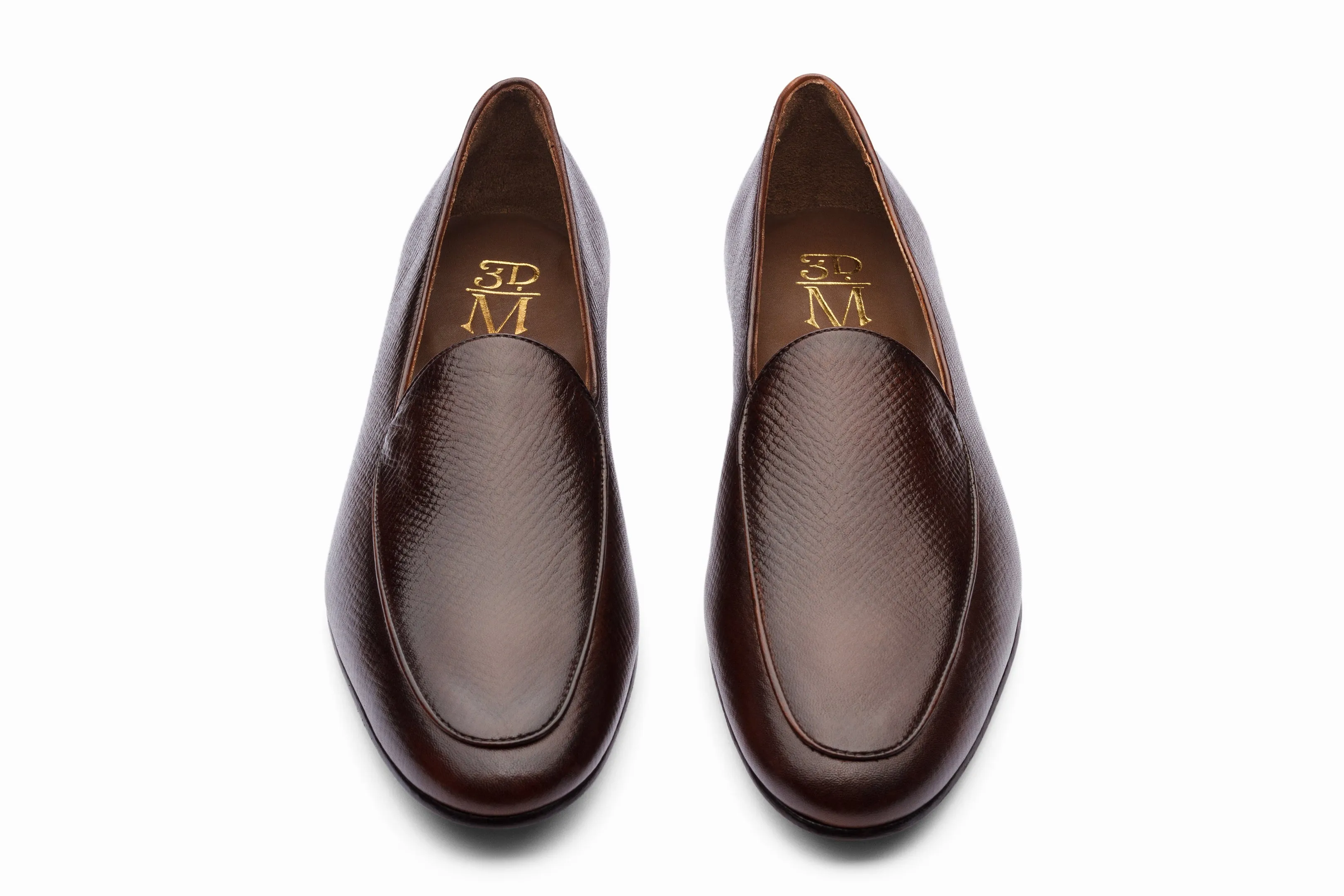 Belgian Loafers- Dark Brown Hatch Grain