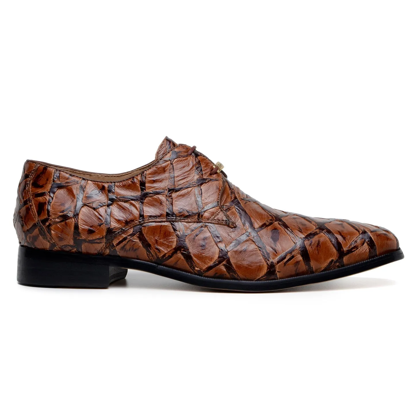 Belvedere Renzo BR01 Men's Shoes Exotic Pirarucu Lace-Up Derby (BV3185)