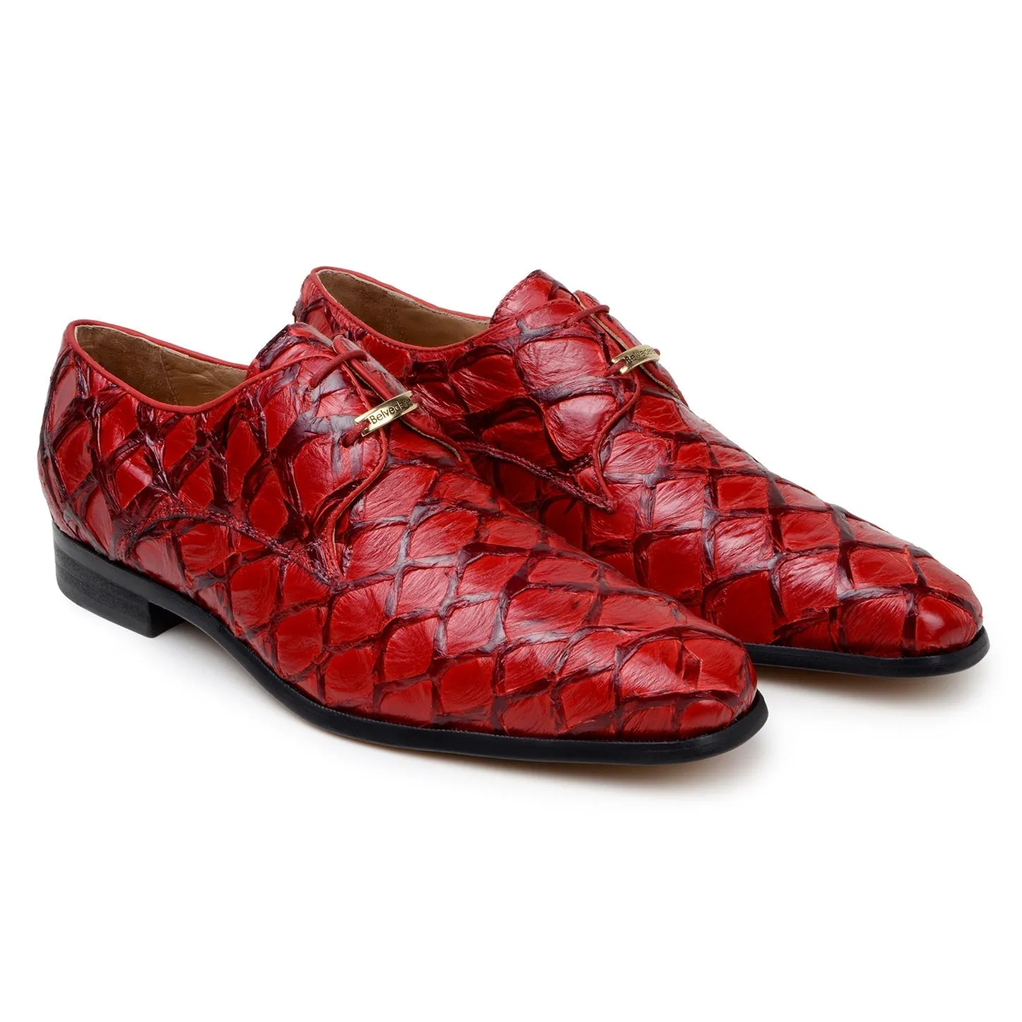 Belvedere Renzo BR01 Men's Shoes Exotic Pirarucu Lace-Up Derby (BV3185)