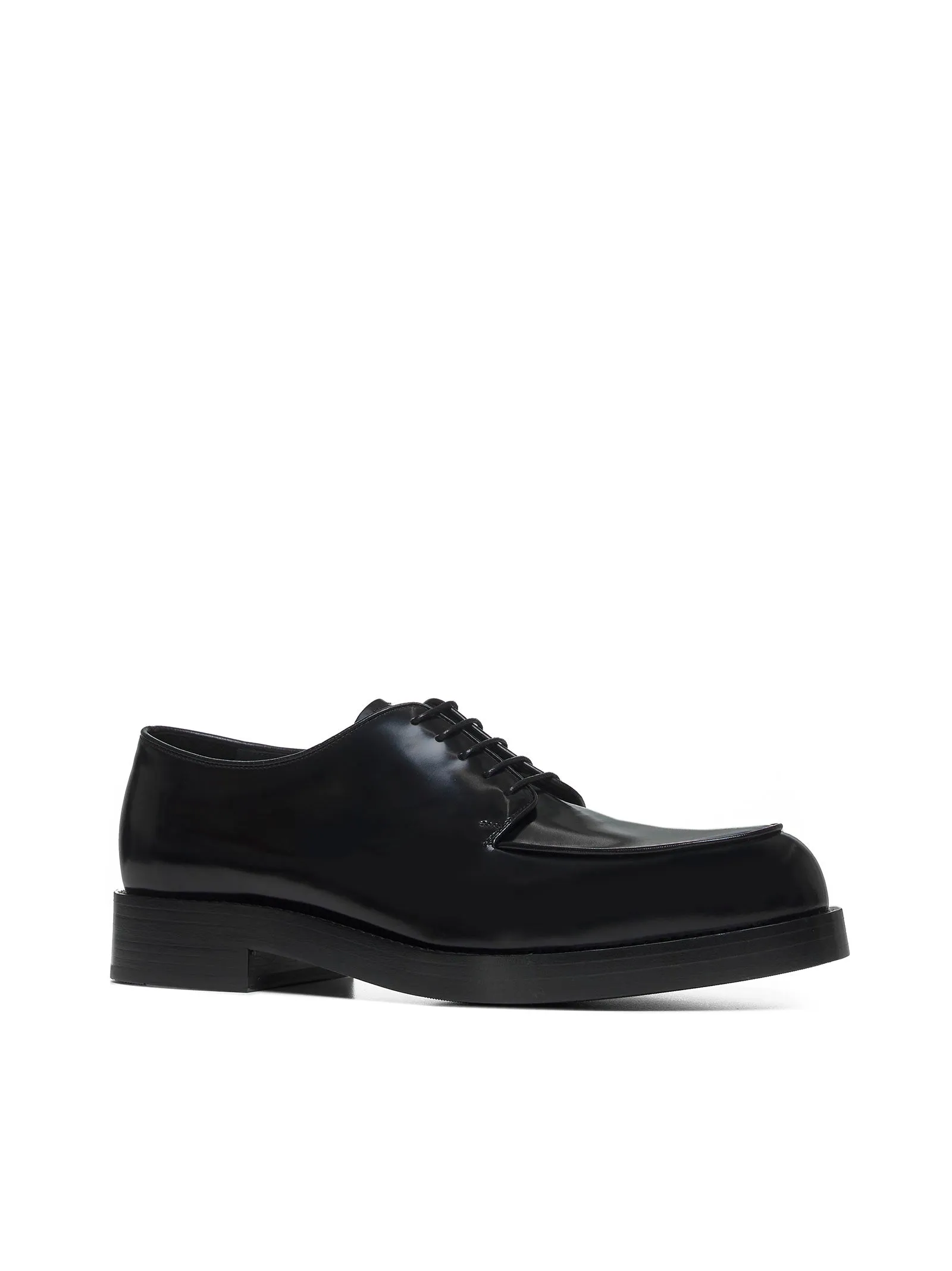 Black brushed leather derby shoes