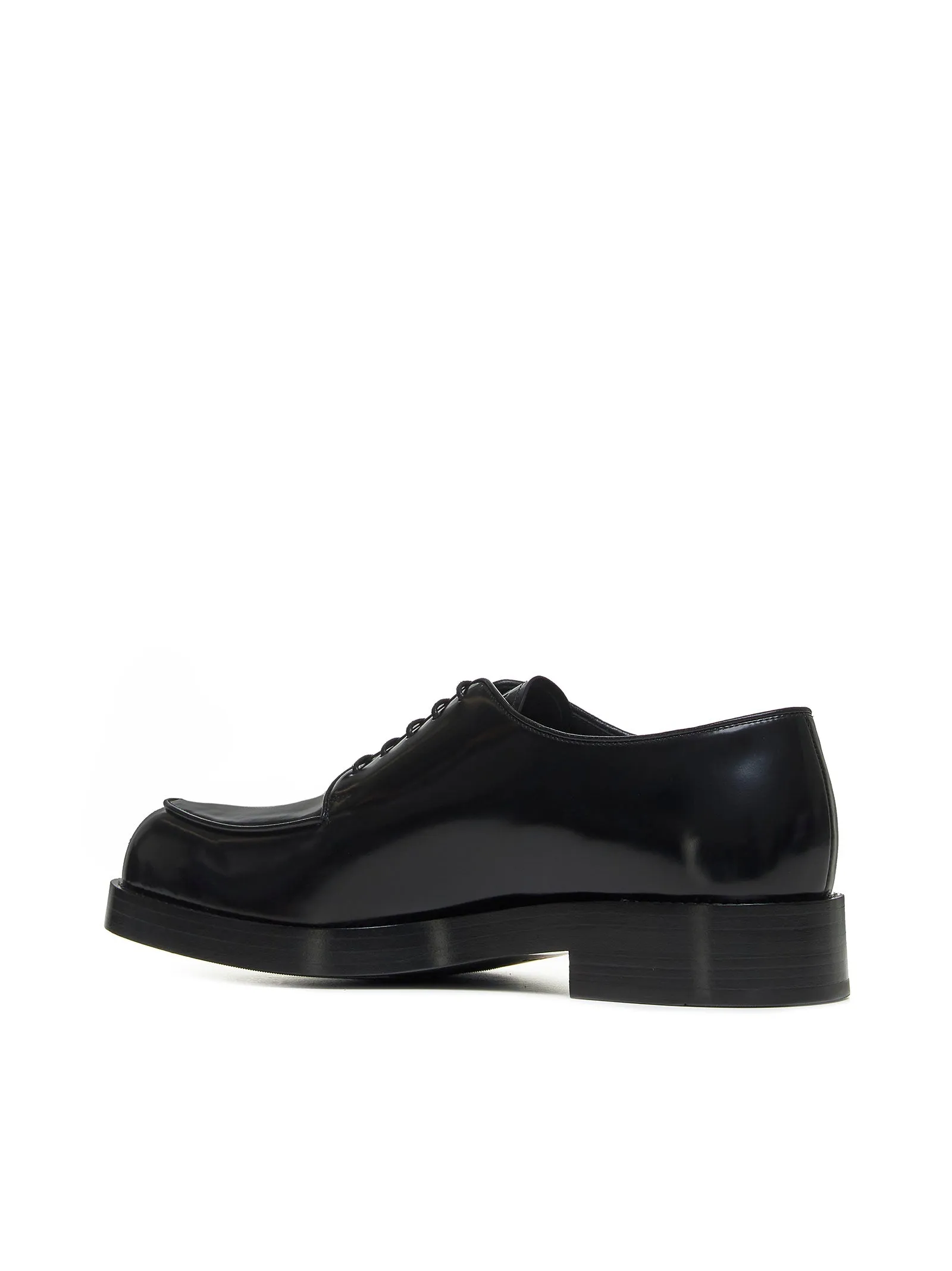 Black brushed leather derby shoes