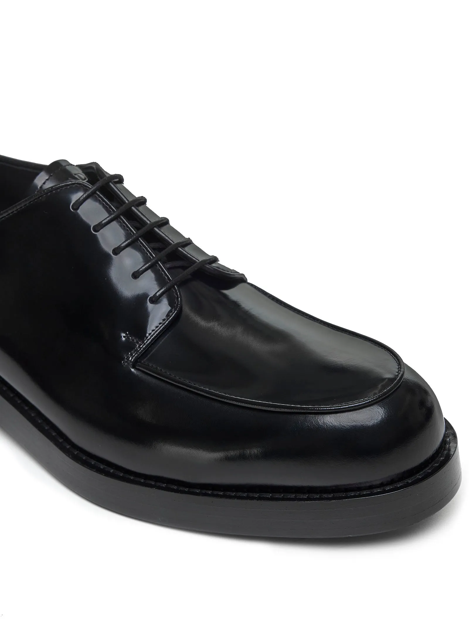 Black brushed leather derby shoes