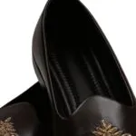 Black Leather Hand Embroidery Shoes