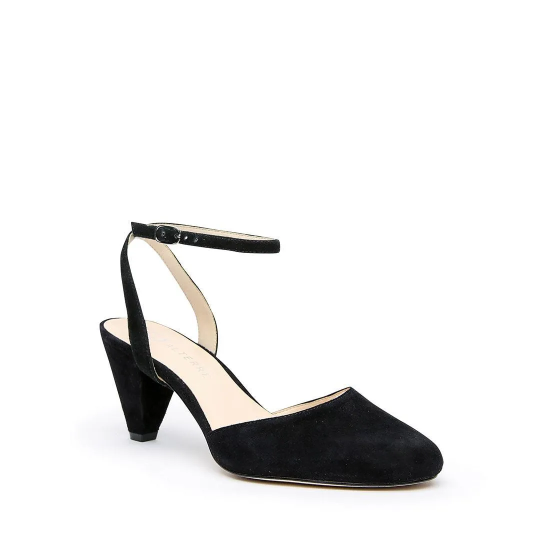 Black Suede Mule   Marilyn Strap