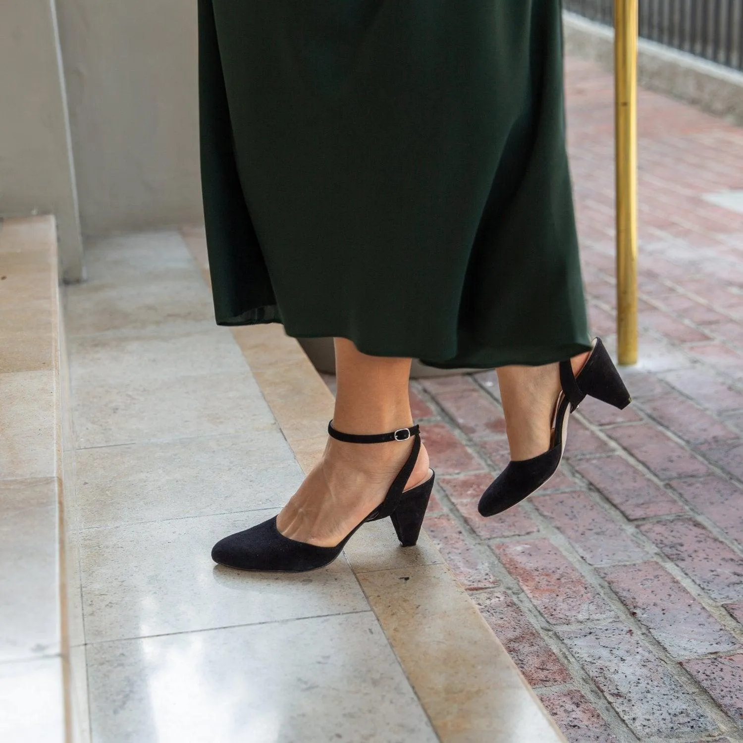 Black Suede Mule   Marilyn Strap