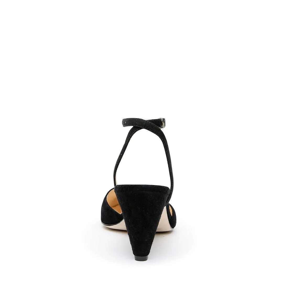 Black Suede Mule   Marilyn Strap