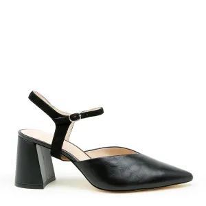 Black V Mule   Black Suede Jackie Strap