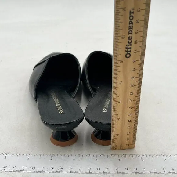 Black Women Pointed Toe Mule Low Heels Slip On Open-back Slides Sandals Shoes