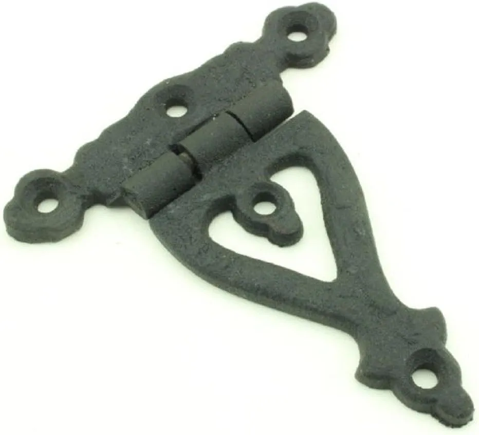 Black Wrought Iron Door Strap Hinge 3 Inches Long Victorian Eternity Rust Resistant Flush Mount Door Hinges For Cabinet, Barn Or Shed Doors With Hardware | Renovators Supply Manufacturing Pack Of 3
