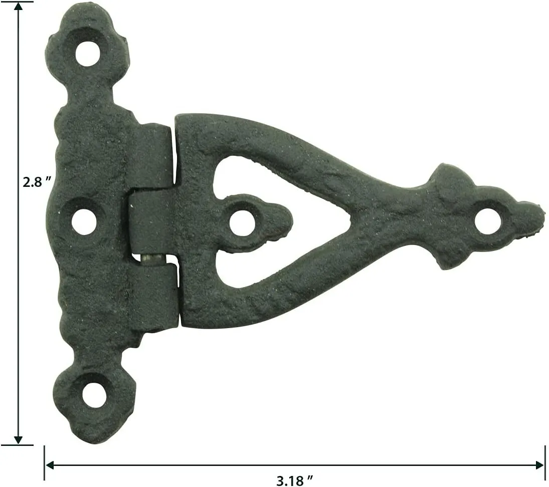Black Wrought Iron Door Strap Hinge 3 Inches Long Victorian Eternity Rust Resistant Flush Mount Door Hinges For Cabinet, Barn Or Shed Doors With Hardware | Renovators Supply Manufacturing Pack Of 3