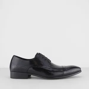 Blakeseys WYVERN Mens Leather Reptile Effect Lace Up Brogues Black
