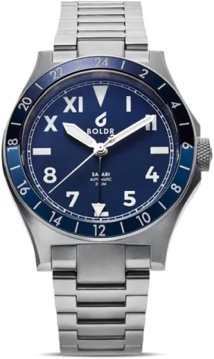 BOLDR GMT Maasai Mara Automatic Men's Wristwatch with California Dial - Matt Blue