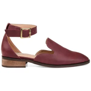 Brinley Co. Womens Square Toe Ankle Strap Flat Wine, 11 Regular US