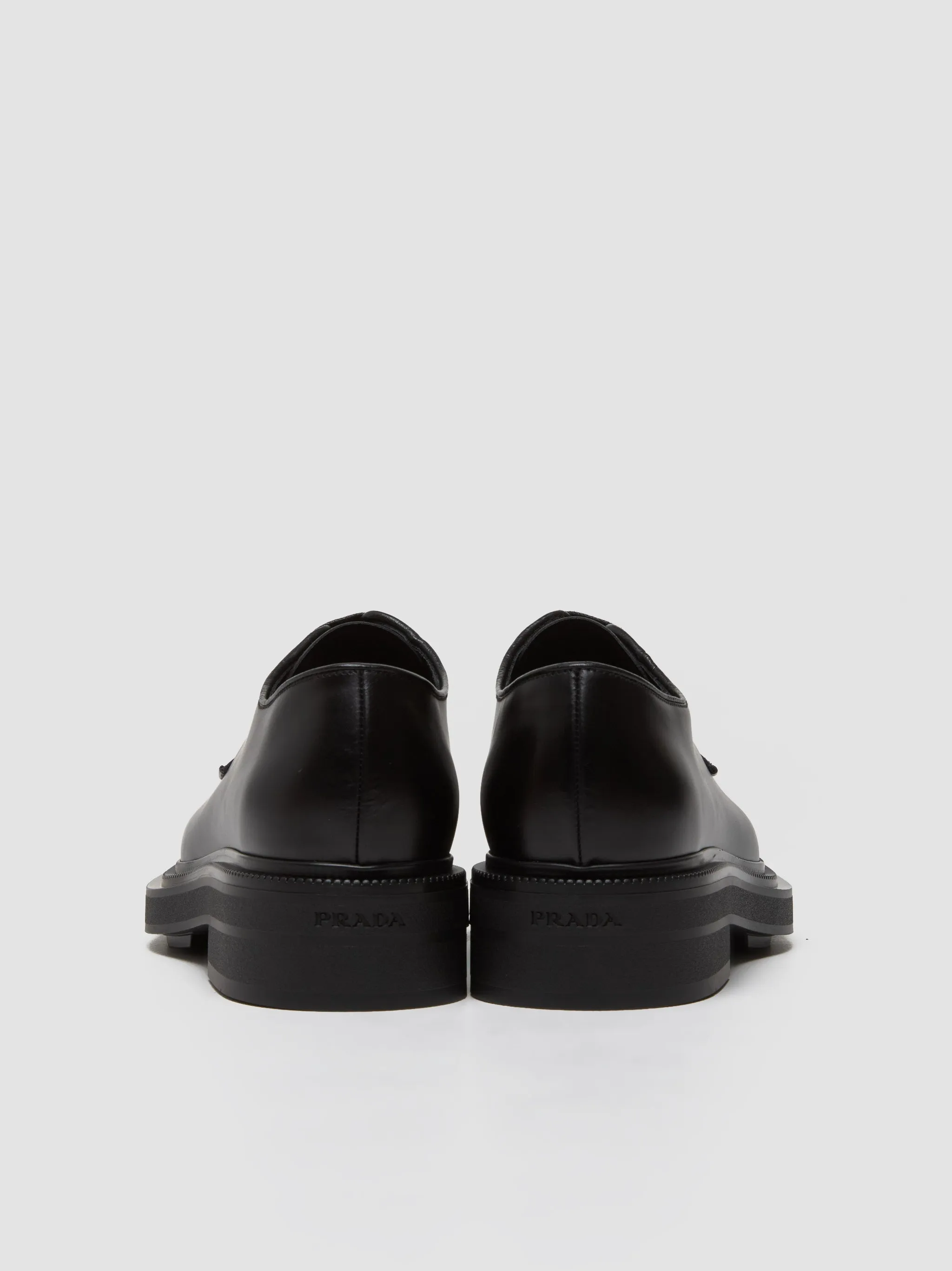 Brushed Leather Derby Shoes in Black