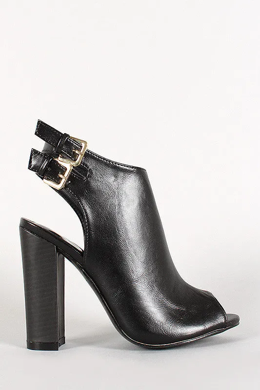 Buckle Verified transactions Mule Peep Booties Liliana Double Toe Seasonal sale