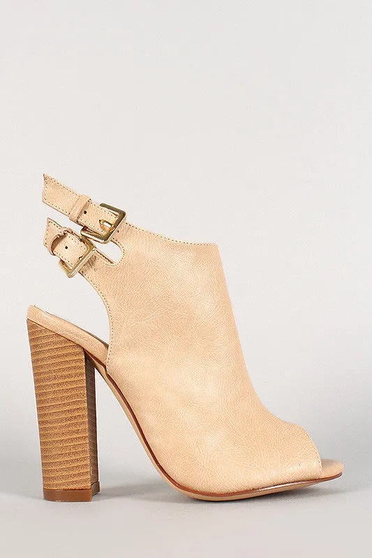 Buckle Verified transactions Mule Peep Booties Liliana Double Toe Seasonal sale