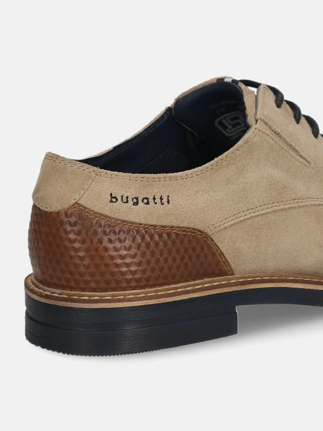 bugatti Beige Premium Leather Derby Formal Shoes