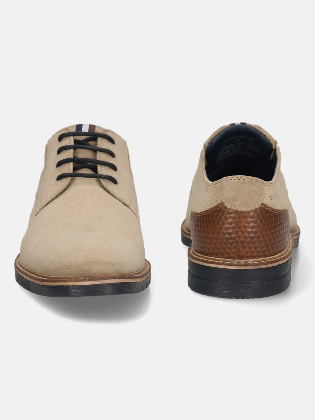 bugatti Beige Premium Leather Derby Formal Shoes