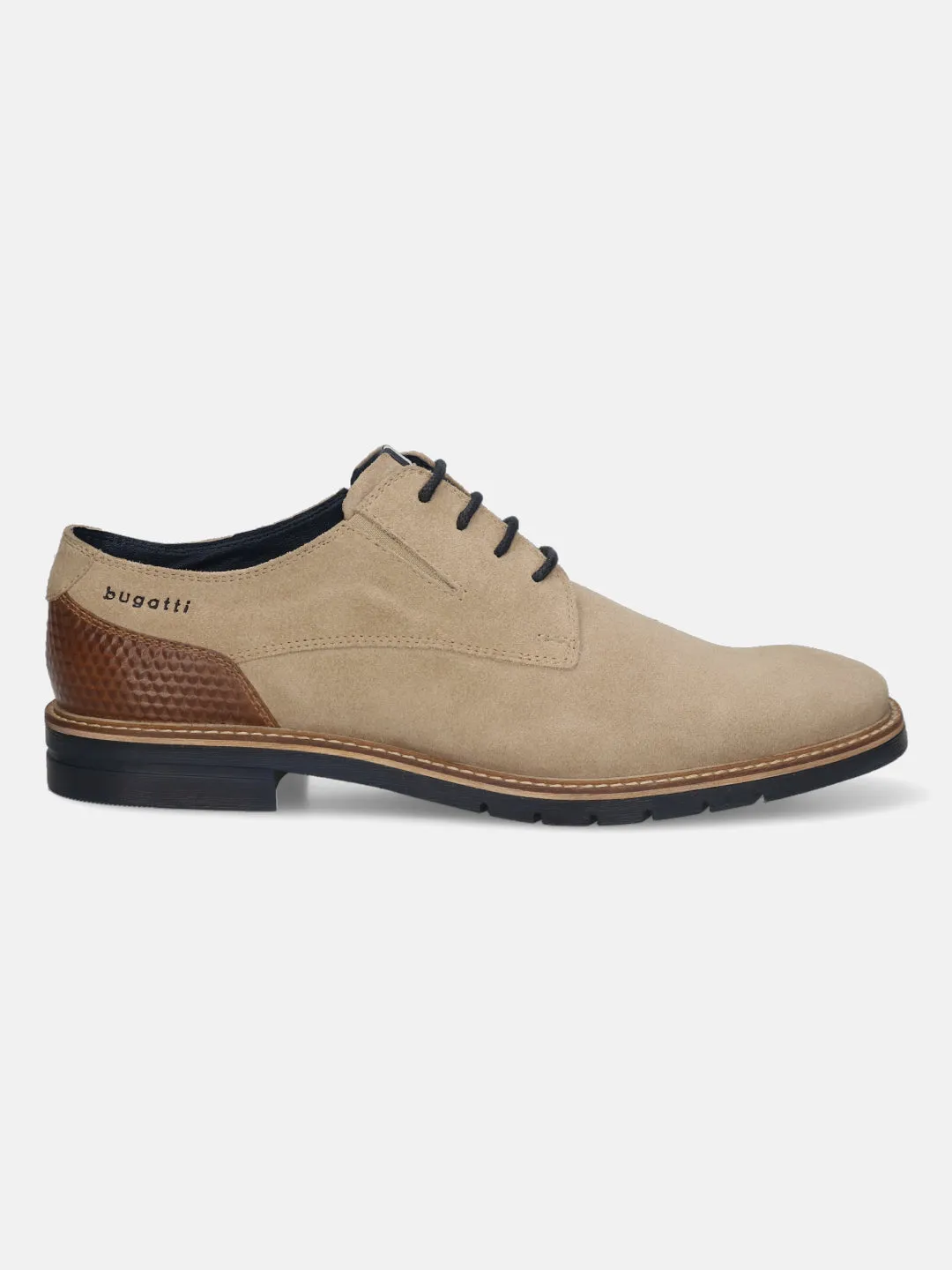 bugatti Beige Premium Leather Derby Formal Shoes