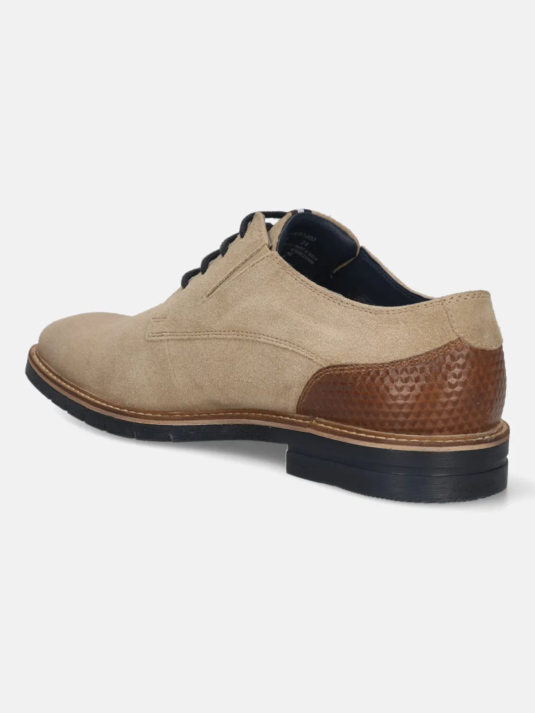 bugatti Beige Premium Leather Derby Formal Shoes