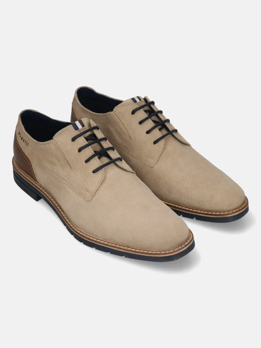 bugatti Beige Premium Leather Derby Formal Shoes