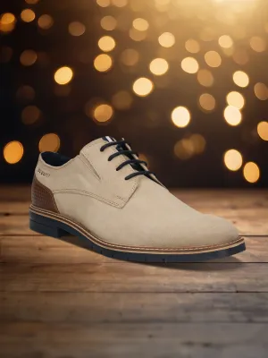 bugatti Beige Premium Leather Derby Formal Shoes