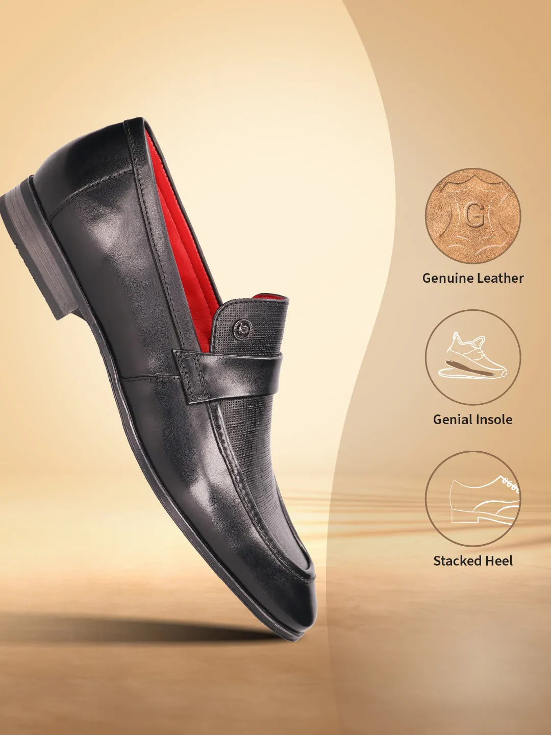 bugatti Black Premium Leather Loafers