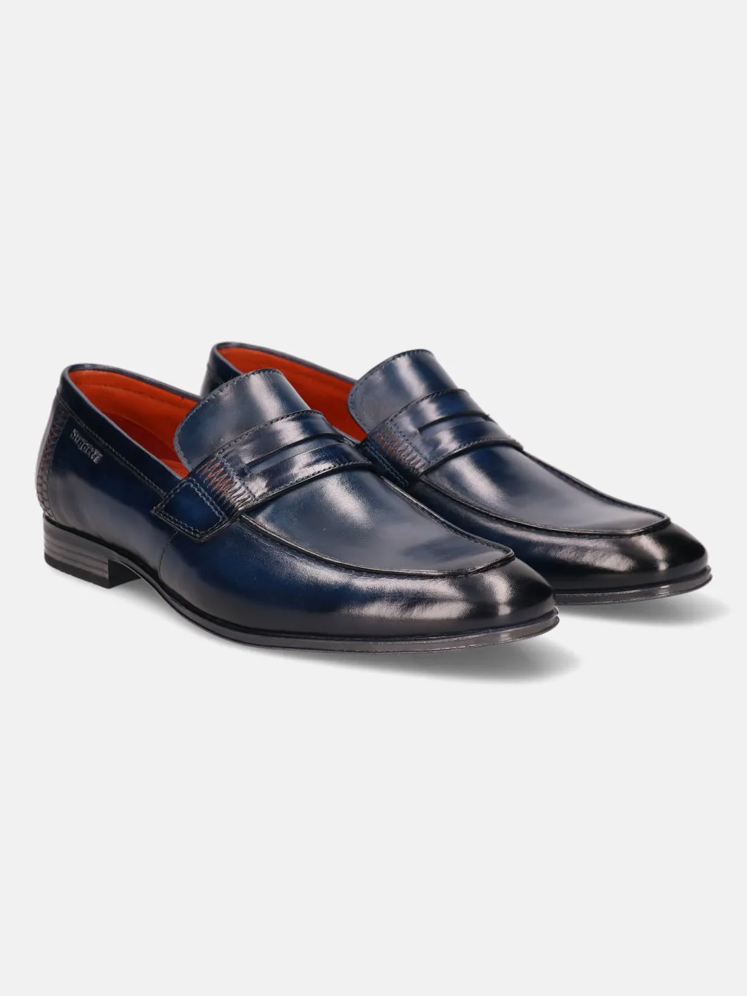 bugatti Blue Premium Leather Loafers