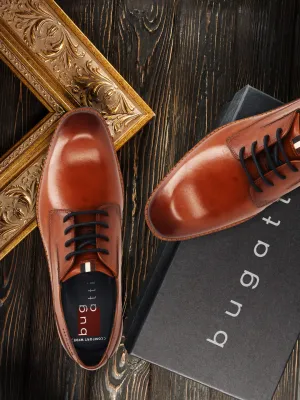 bugatti Cognac Premium Leather Derby Formal Shoes