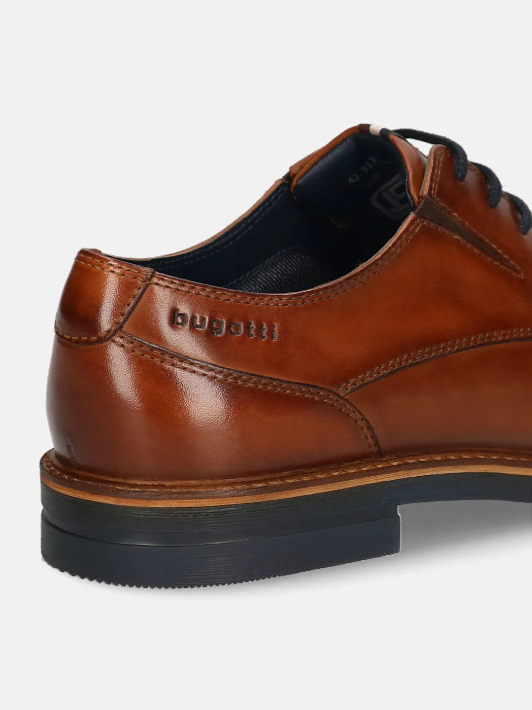 bugatti Cognac Premium Leather Derby Formal Shoes