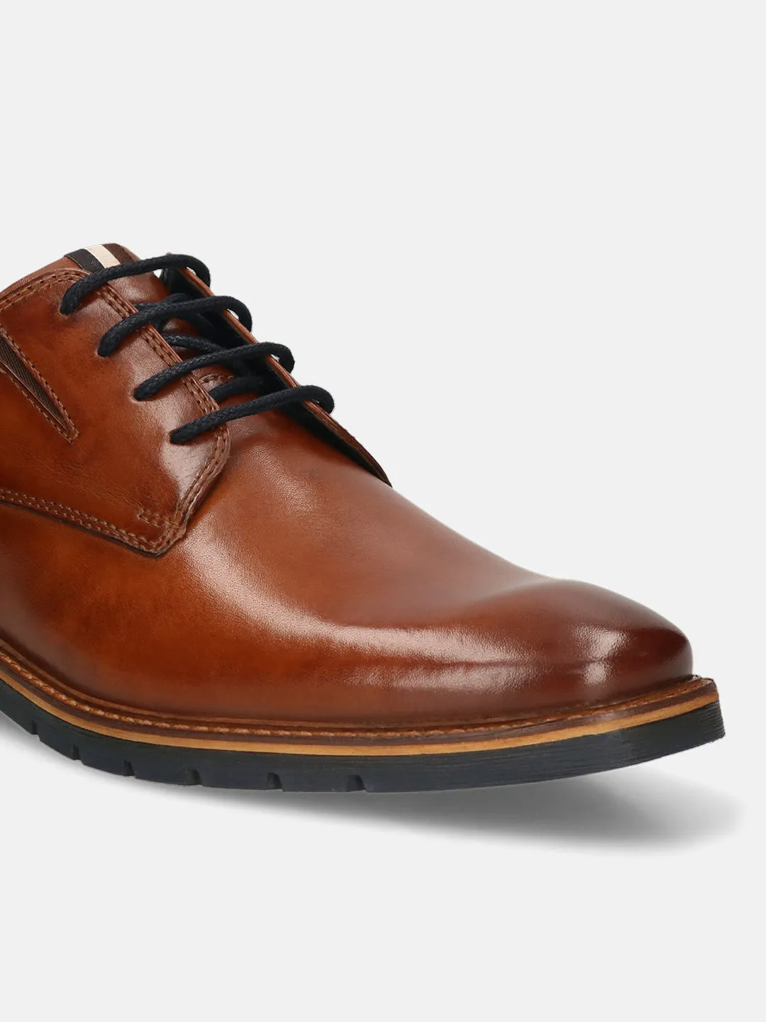 bugatti Cognac Premium Leather Derby Formal Shoes